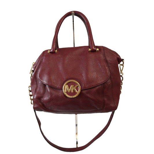 Michael Kors Maroon Crossbody Top Satchel Bag Soft Leather Flaws