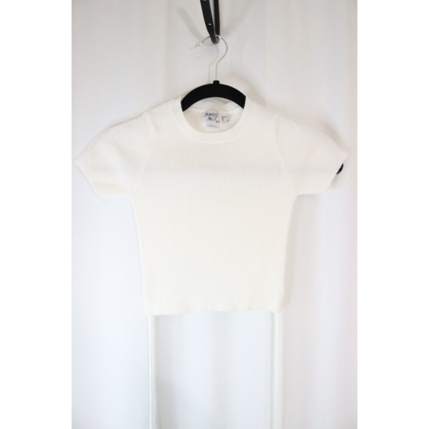 Princess Polly White Cropped Short Sleeve Top Size 4