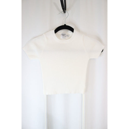 Princess Polly White Cropped Short Sleeve Top Size 4