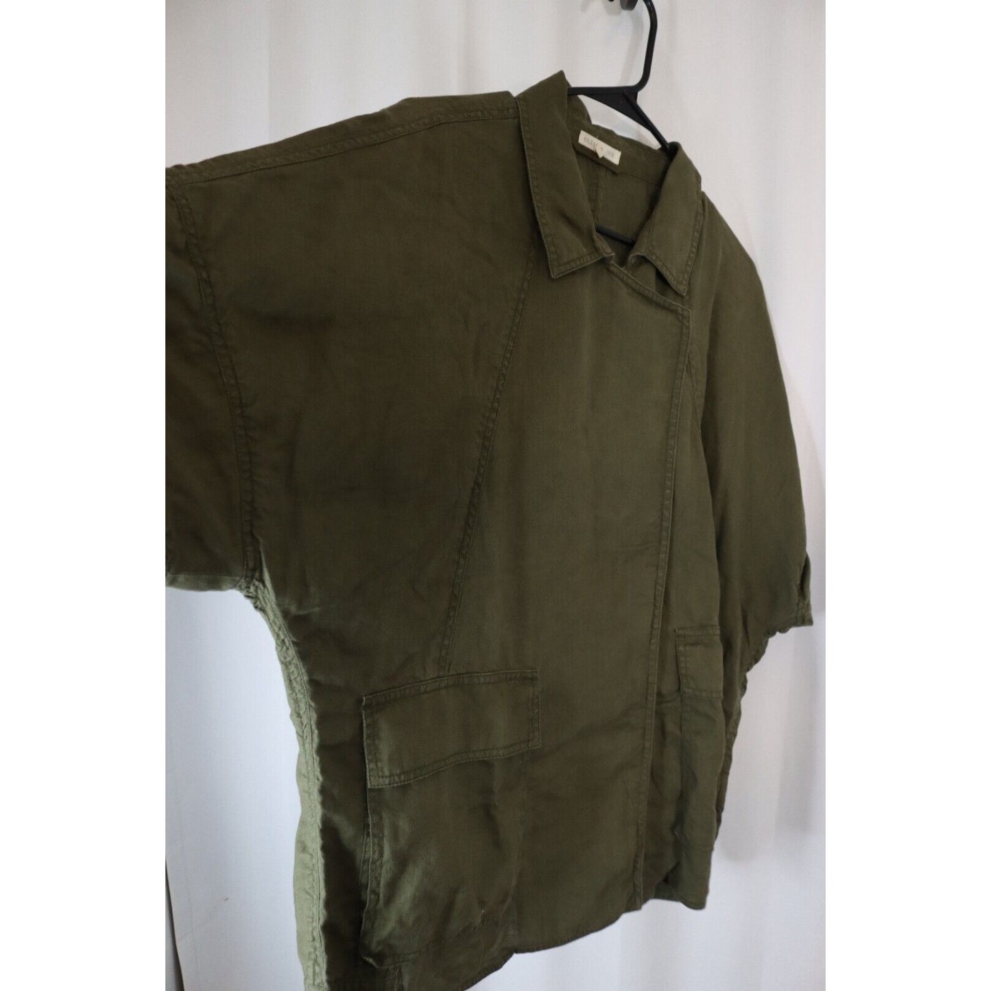 Eileen Fisher Snap Button Up Organic Linen Top Size Medium Oversize