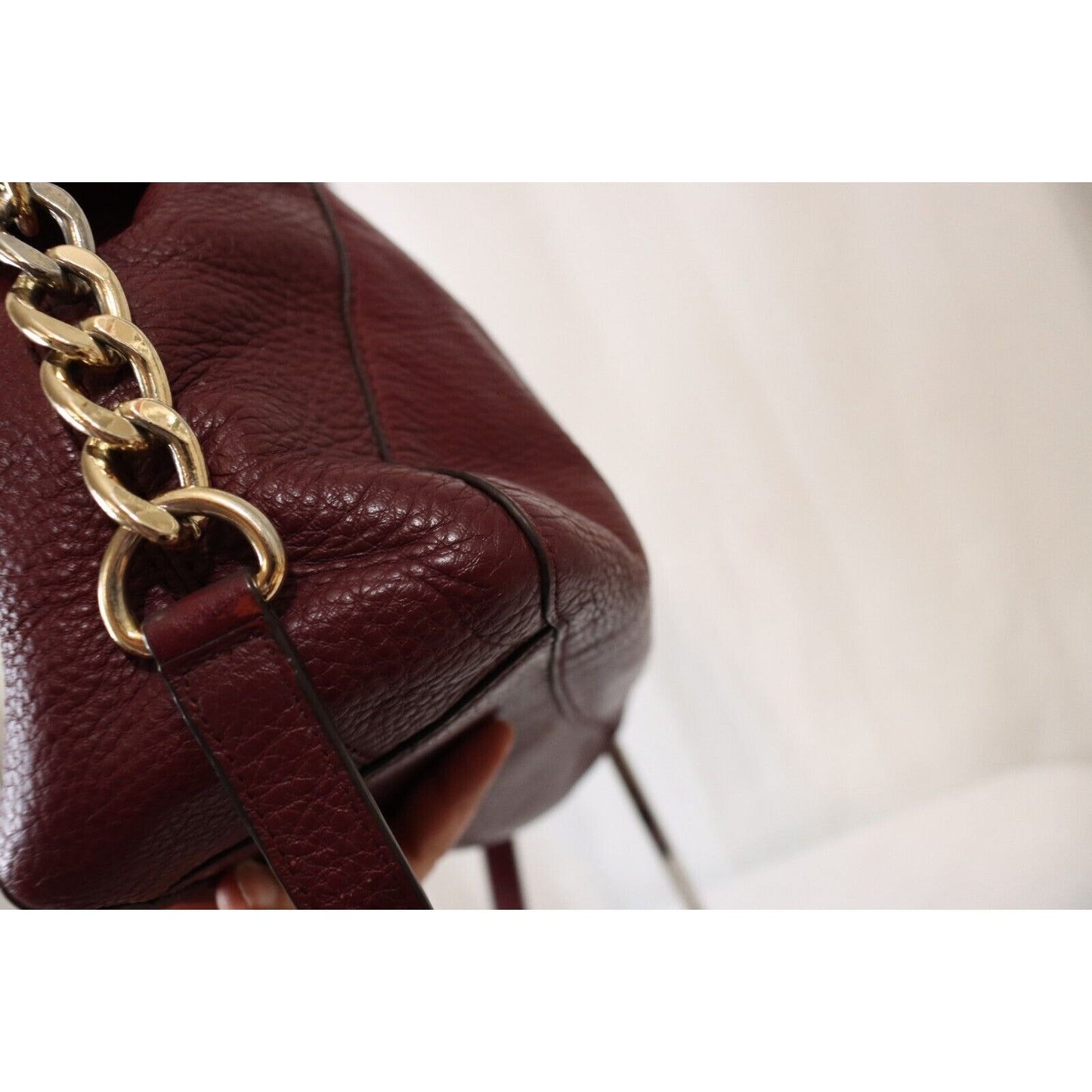 Michael Kors Maroon Crossbody Top Satchel Bag Soft Leather Flaws