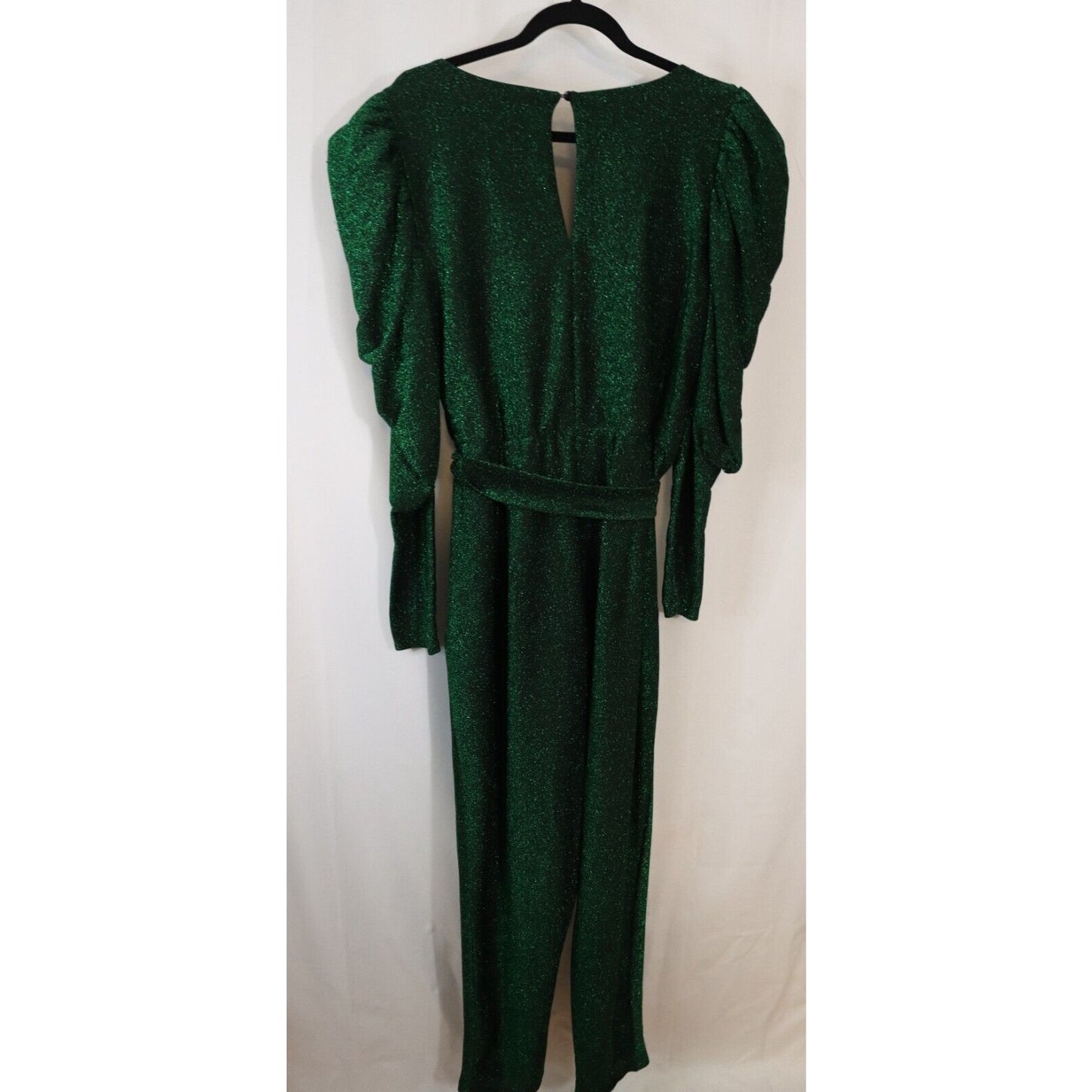 Eloquii Jumpsuit Green Sparkly Evening Wear Size 16 Pockets Belt