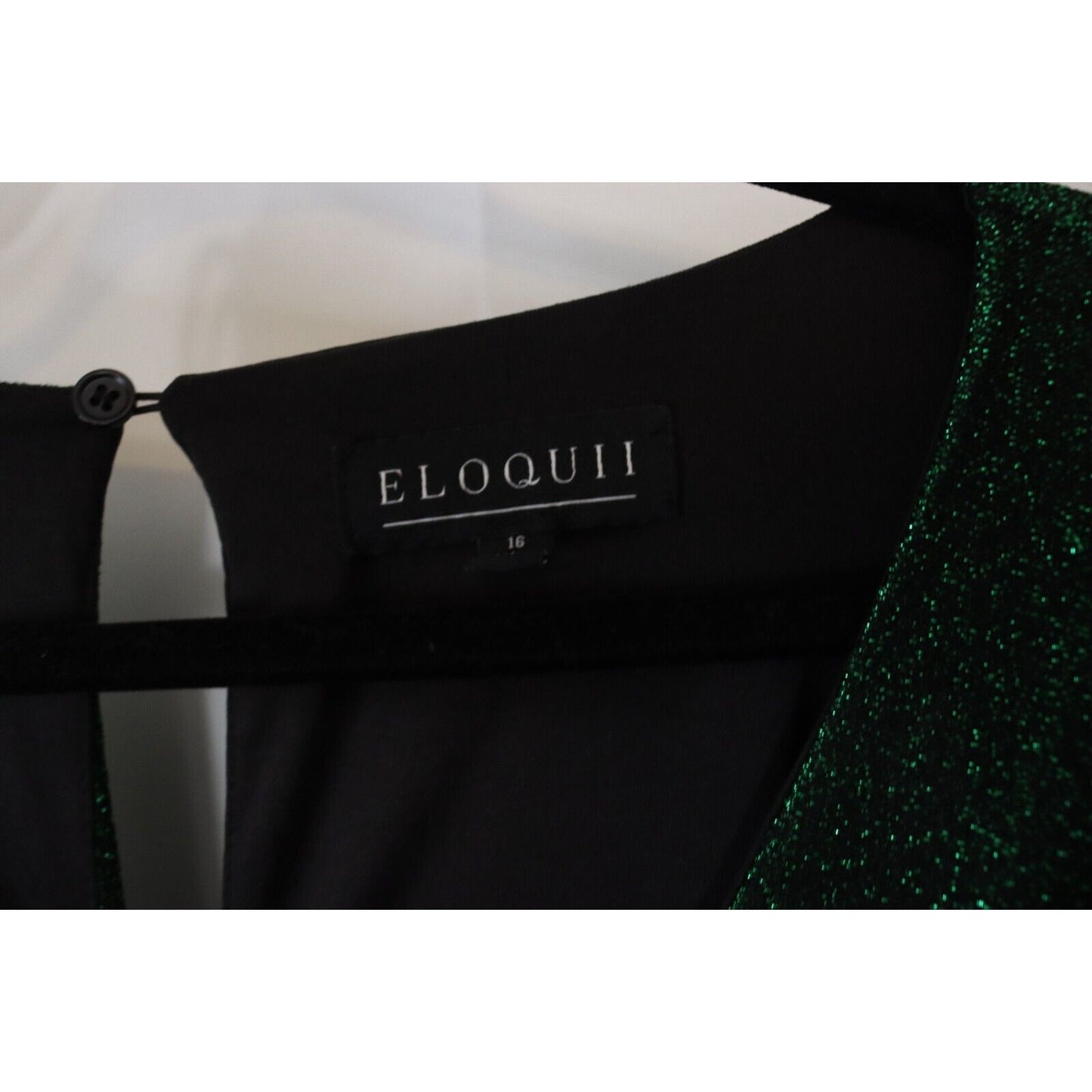 Eloquii Jumpsuit Green Sparkly Evening Wear Size 16 Pockets Belt