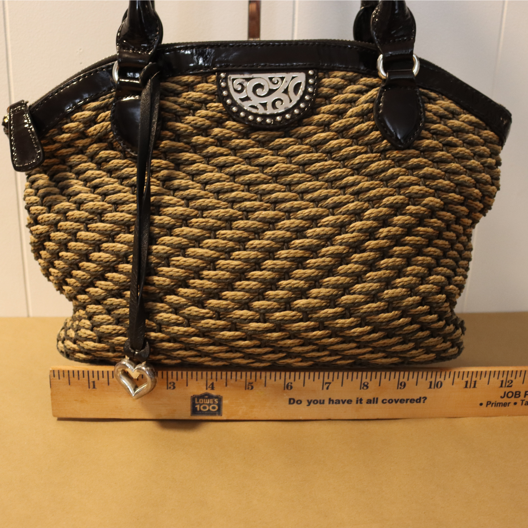 Brighton Woven Black and Brown Straw Hangbag