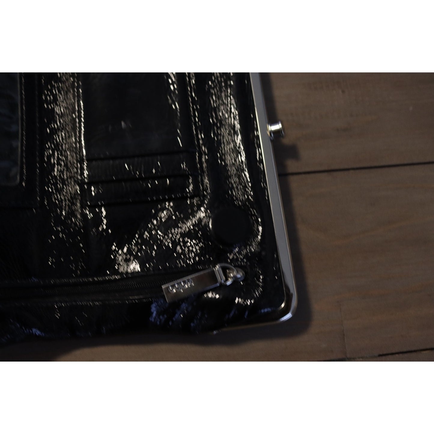 Hobo International Black Patent Leather Double Kiss Lock