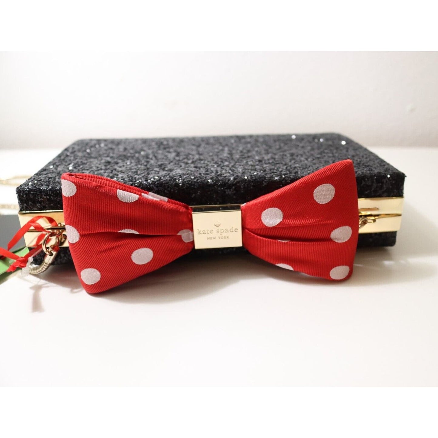 New Kate Spade x Disney Minnie Mouse Bow Clutch Crossbody Handbag Purse