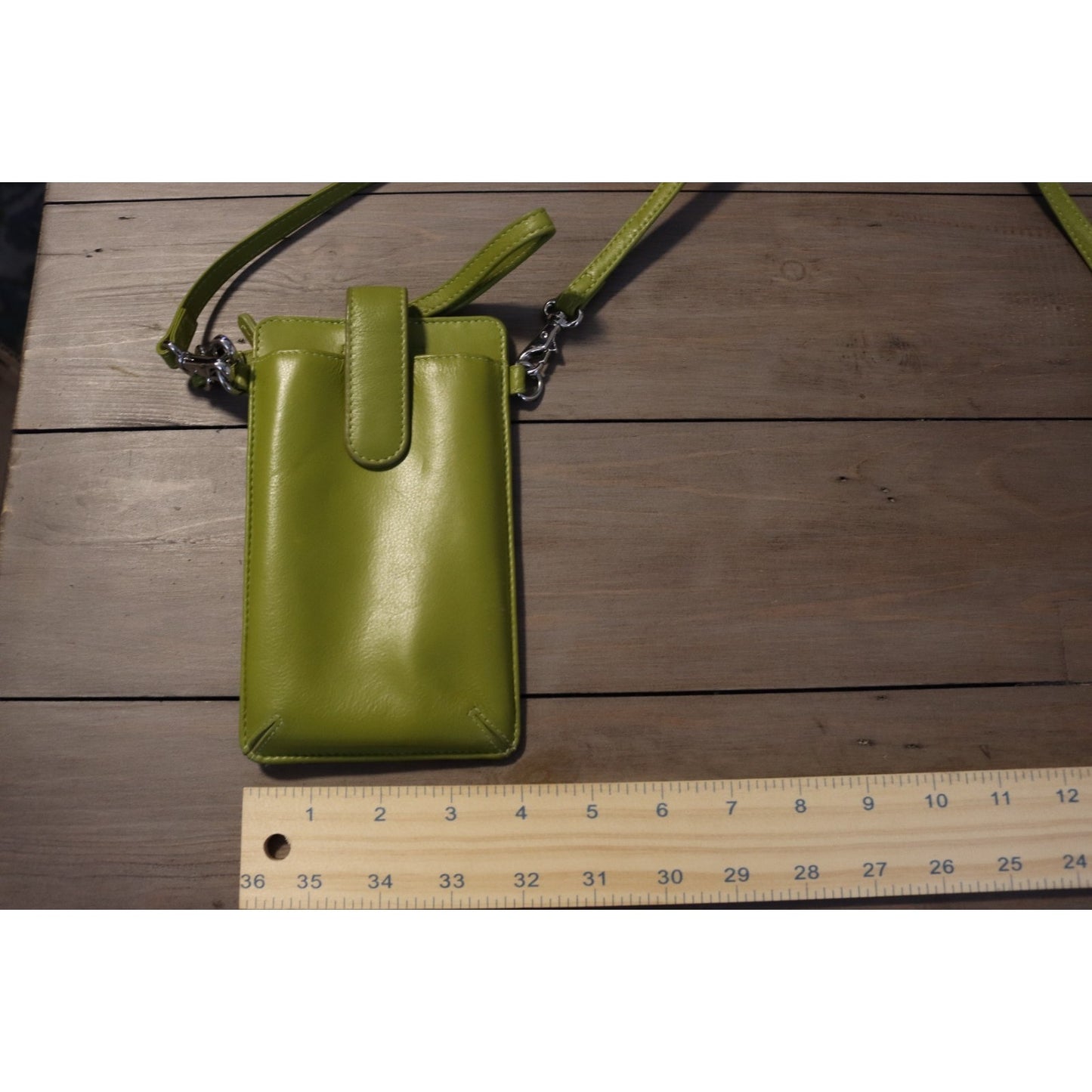Green Leather Crossbody Wallet Detachable REID