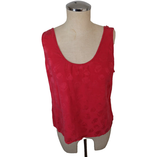 Silx Silk Top Large Short Sleeve Cropped Red