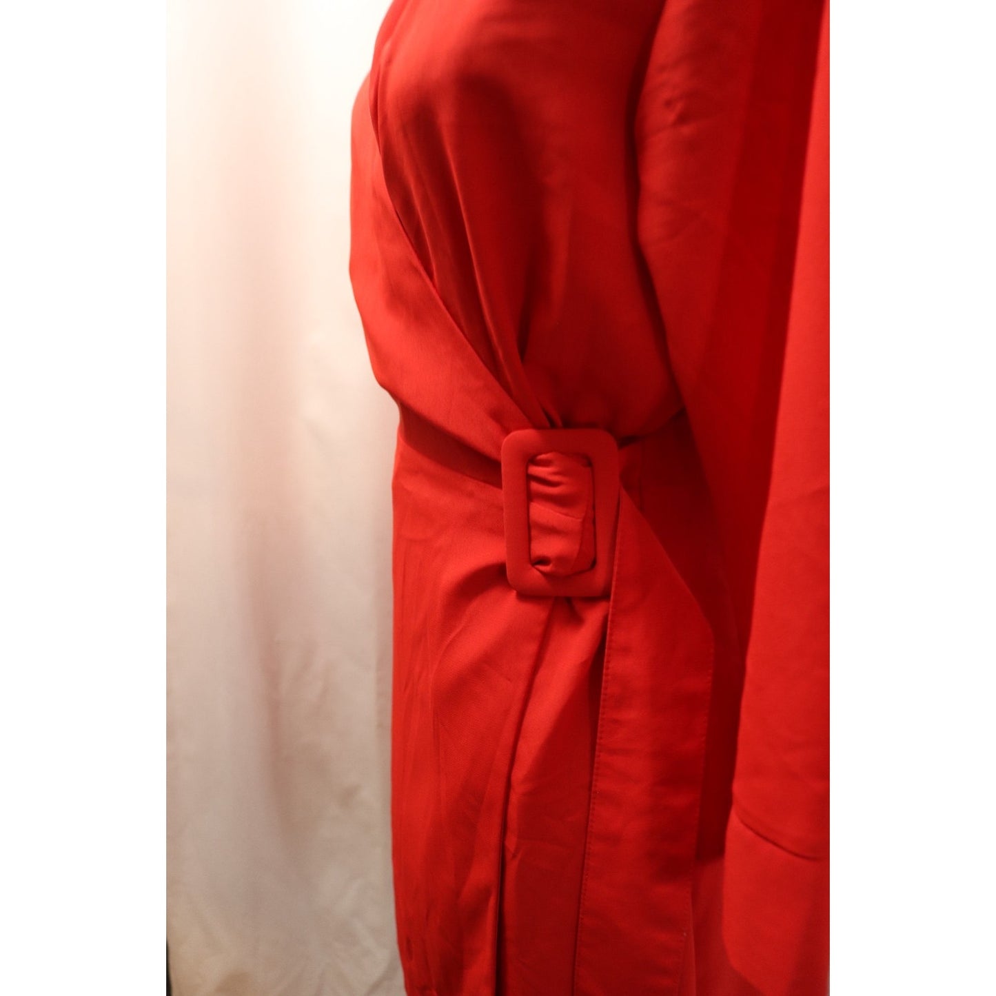 Topshop Red Wrapped Dress Size 6 Long Sleeve Polyester