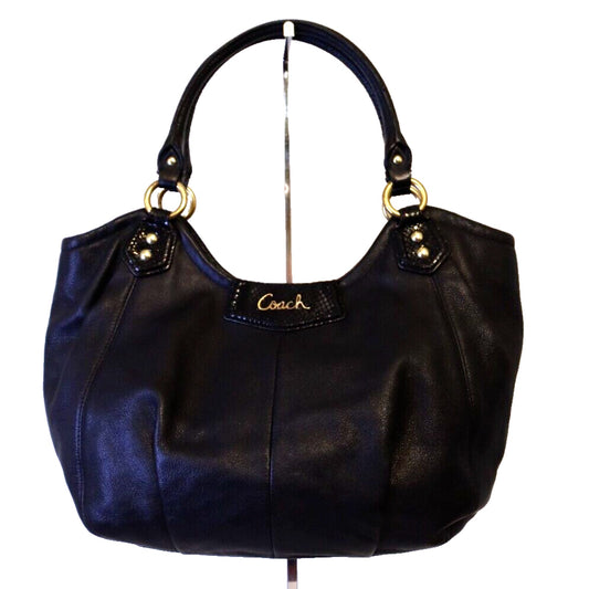Coach Black Leather Hobo Shoulder Bag Gold Hardware F23308