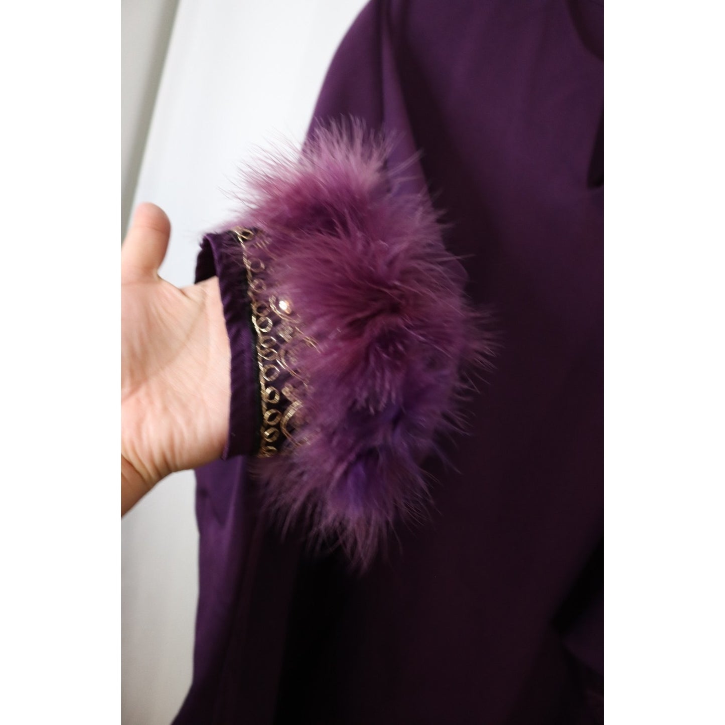 Kaftan Abaya Jilbab Purple Batwing Thick Short Sleeve
