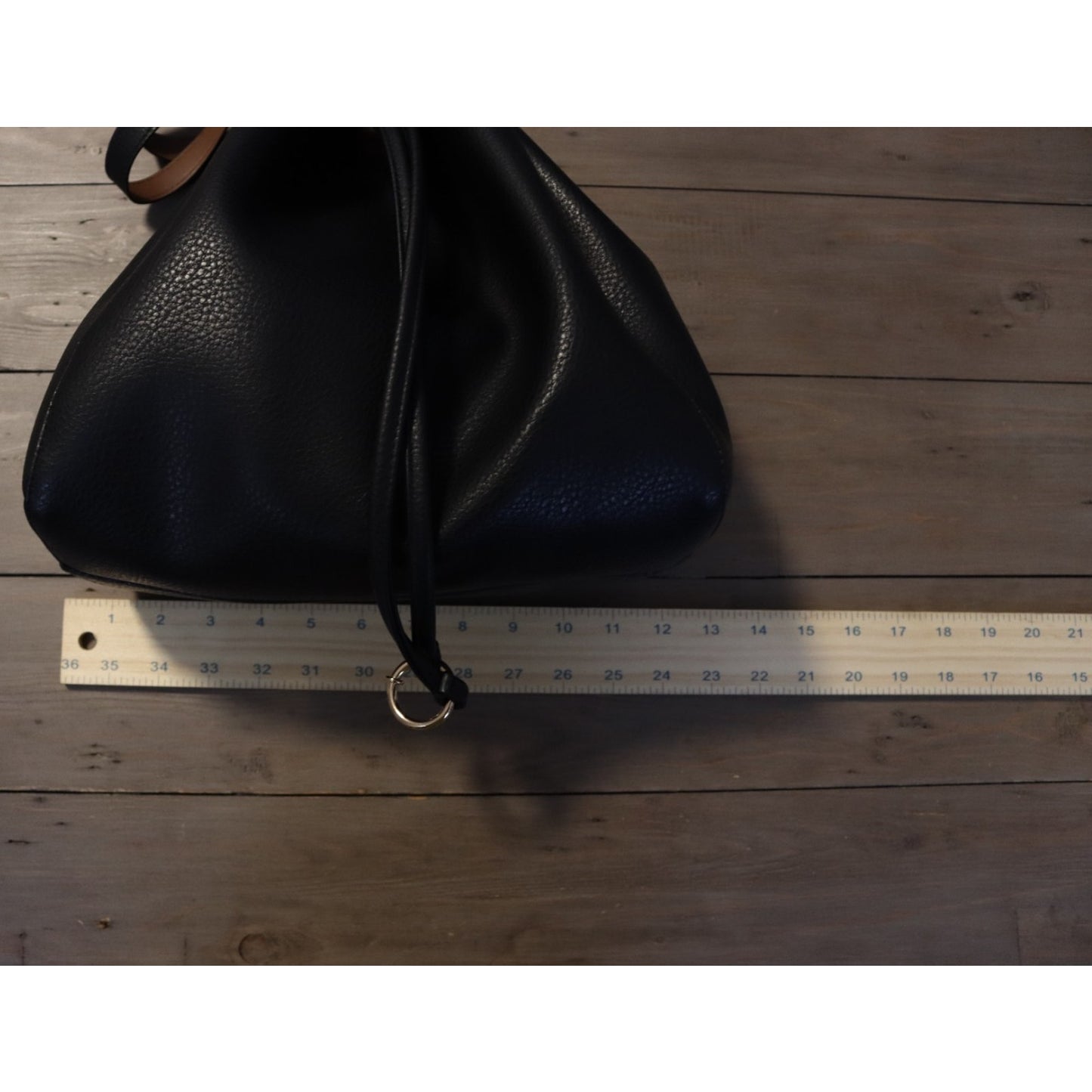 H&M Black Bucket Bag Polyester Double Handle Drawstring