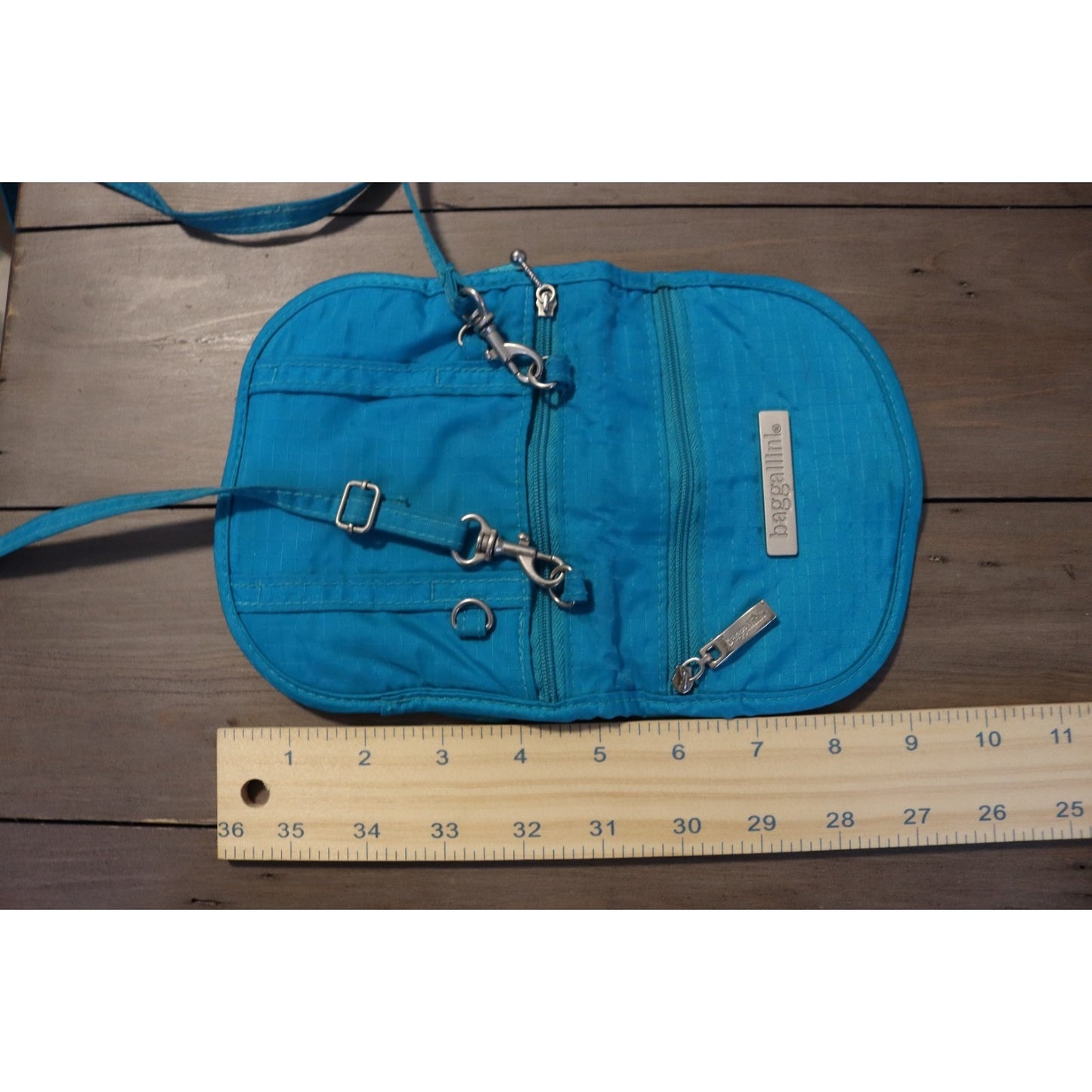 Baggallini Small Crossbody Bag Teal ID Pocket Pen Holder