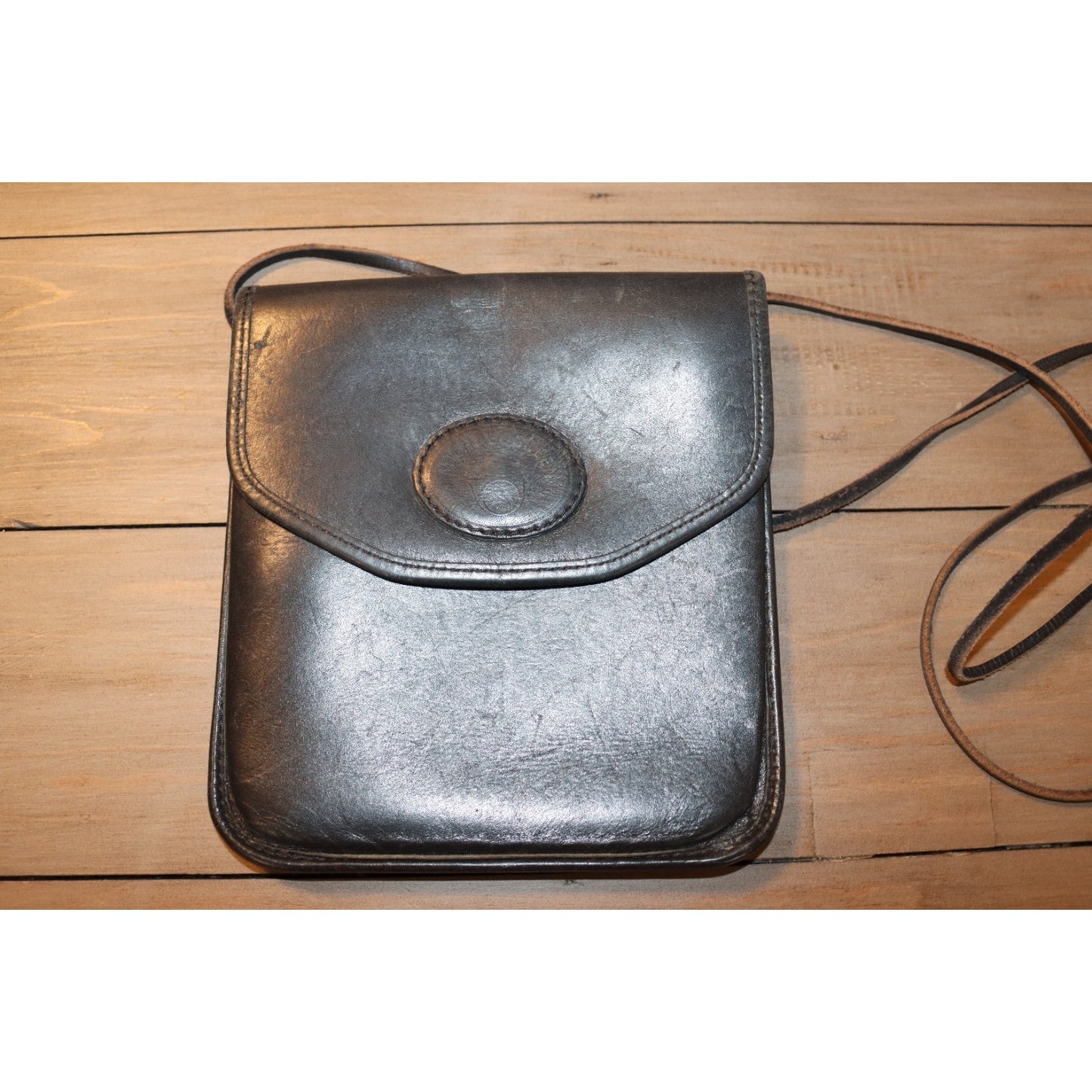 Vintage Michael Green Leather Crossbody Bag Raw Leather Inside