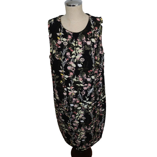 Inc International Concept 1X Black and Floral Sleeveless Polyester/Spandex