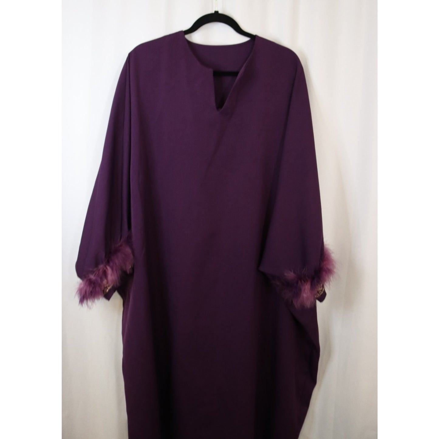 Kaftan Abaya Jilbab Purple Batwing Thick Short Sleeve