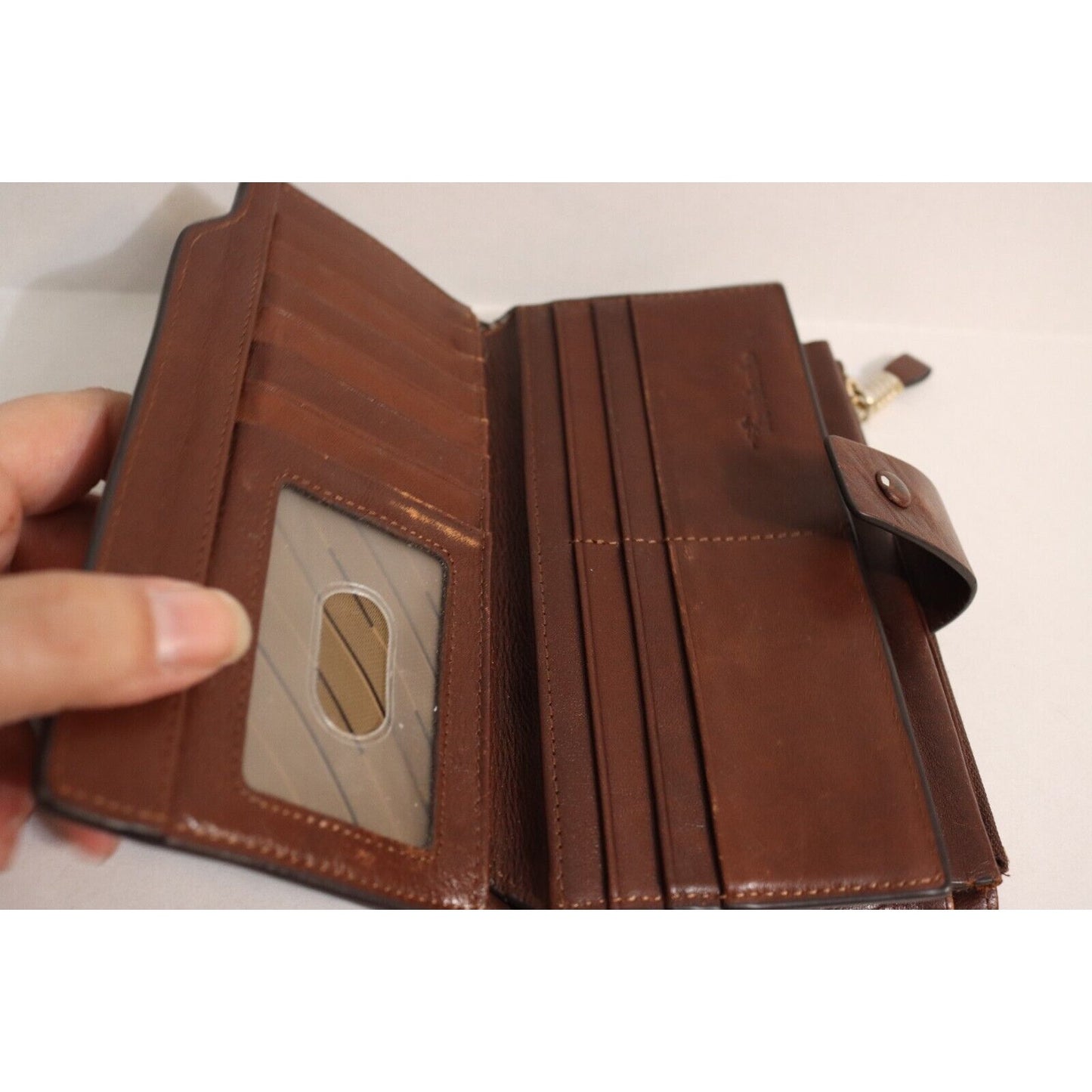 Travelambo Wallet Leater Brown Leather Credit Card ID