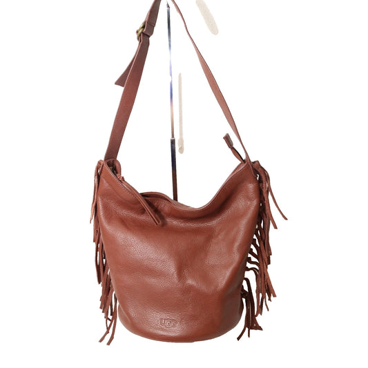 Ugg Brown Leather Bucket Bag with Tassel