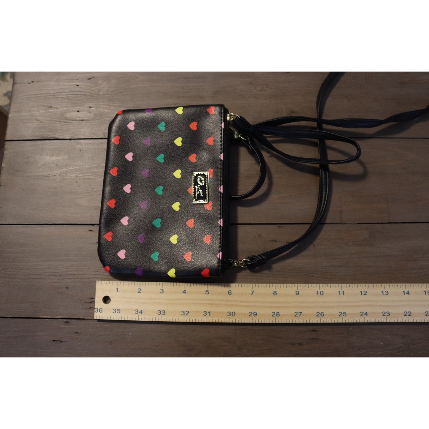 Luv Betsey by Betsey Johnson Black Rainbow Crossbody Bag Detachable Heart (31
