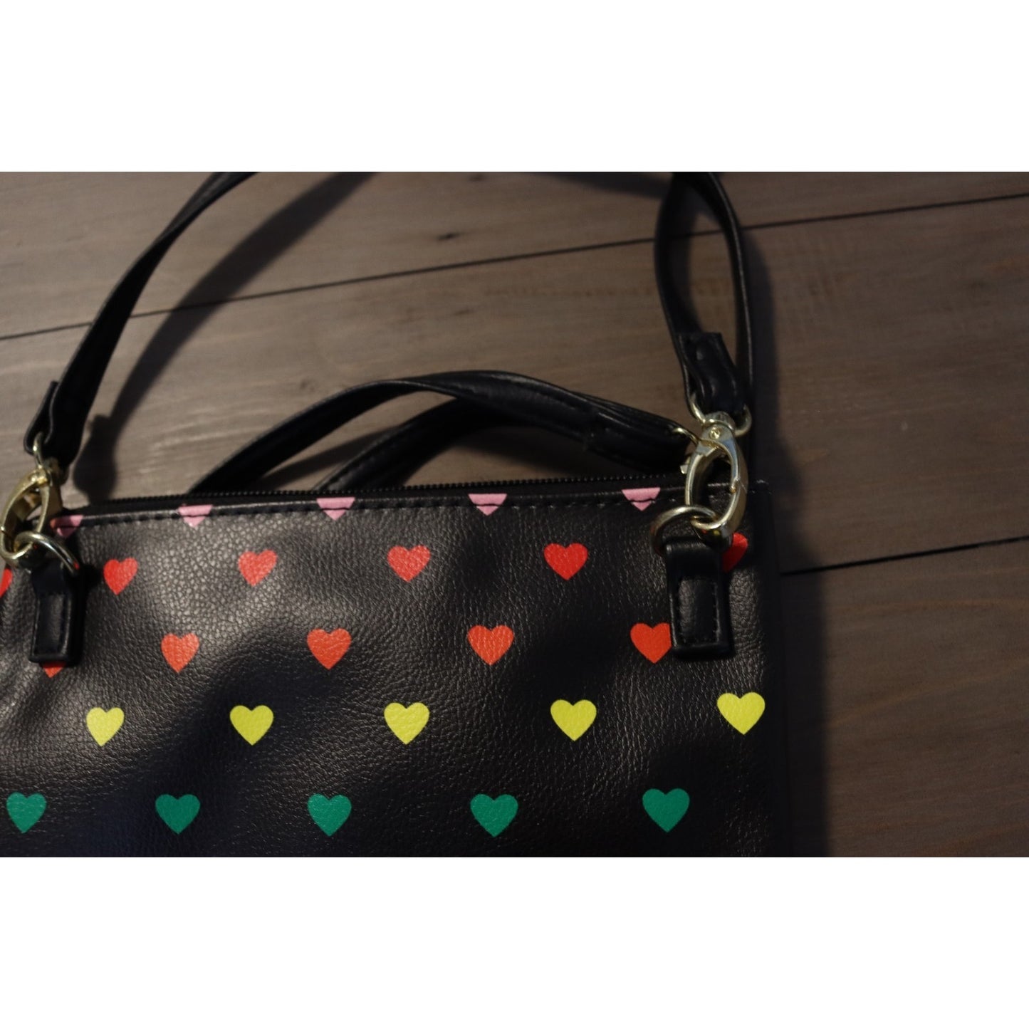 Luv Betsey by Betsey Johnson Black Rainbow Crossbody Bag Detachable Heart (31