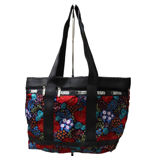 LeSportsac Travel Tote Bag Grey Multicolor Double Handle