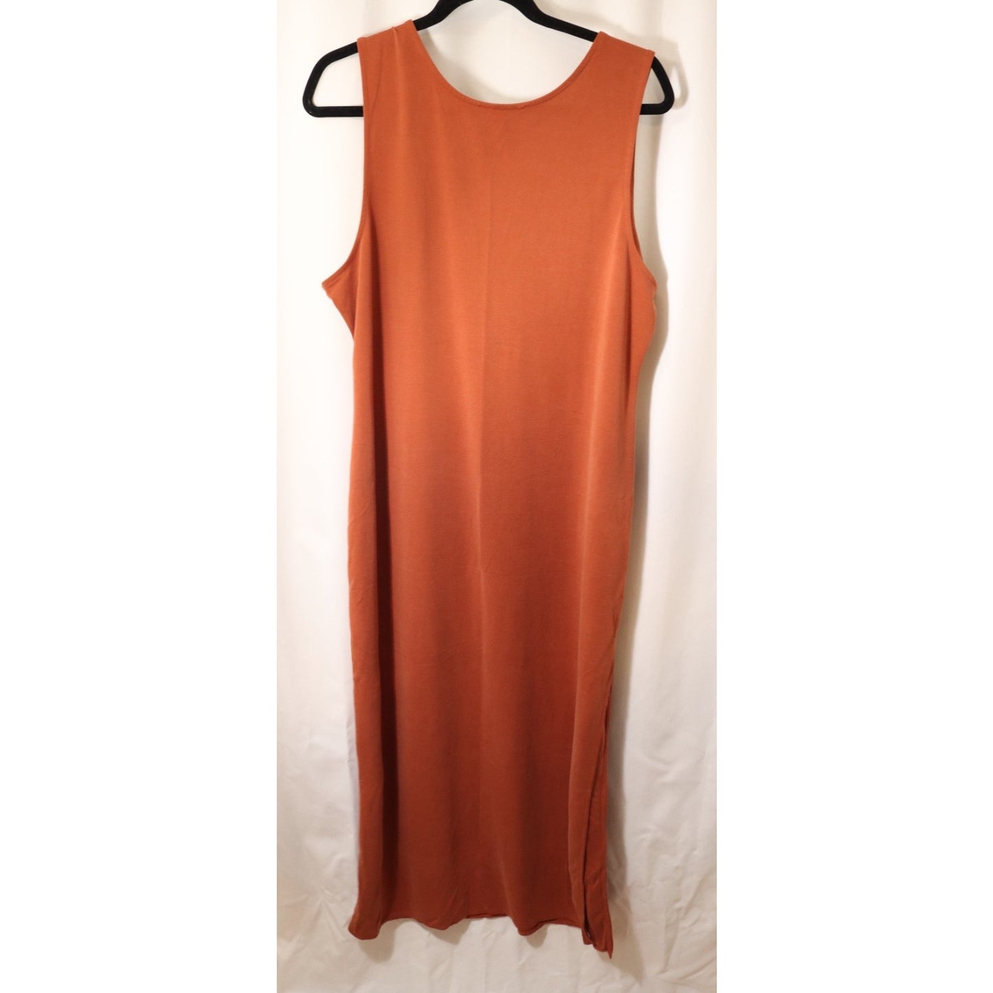 Open Edit Large Maxi Dress Orange Sleeveless Modal Polyester Slit V Neck