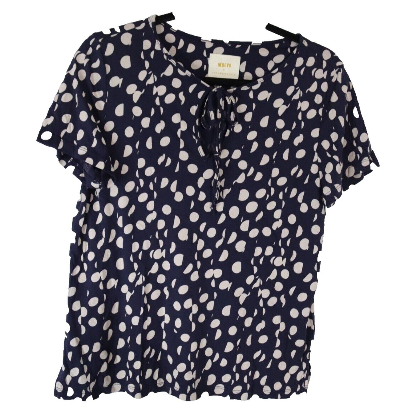 Maeve By Anthropologie Cotton and Modal Short Sleeve Top Tie