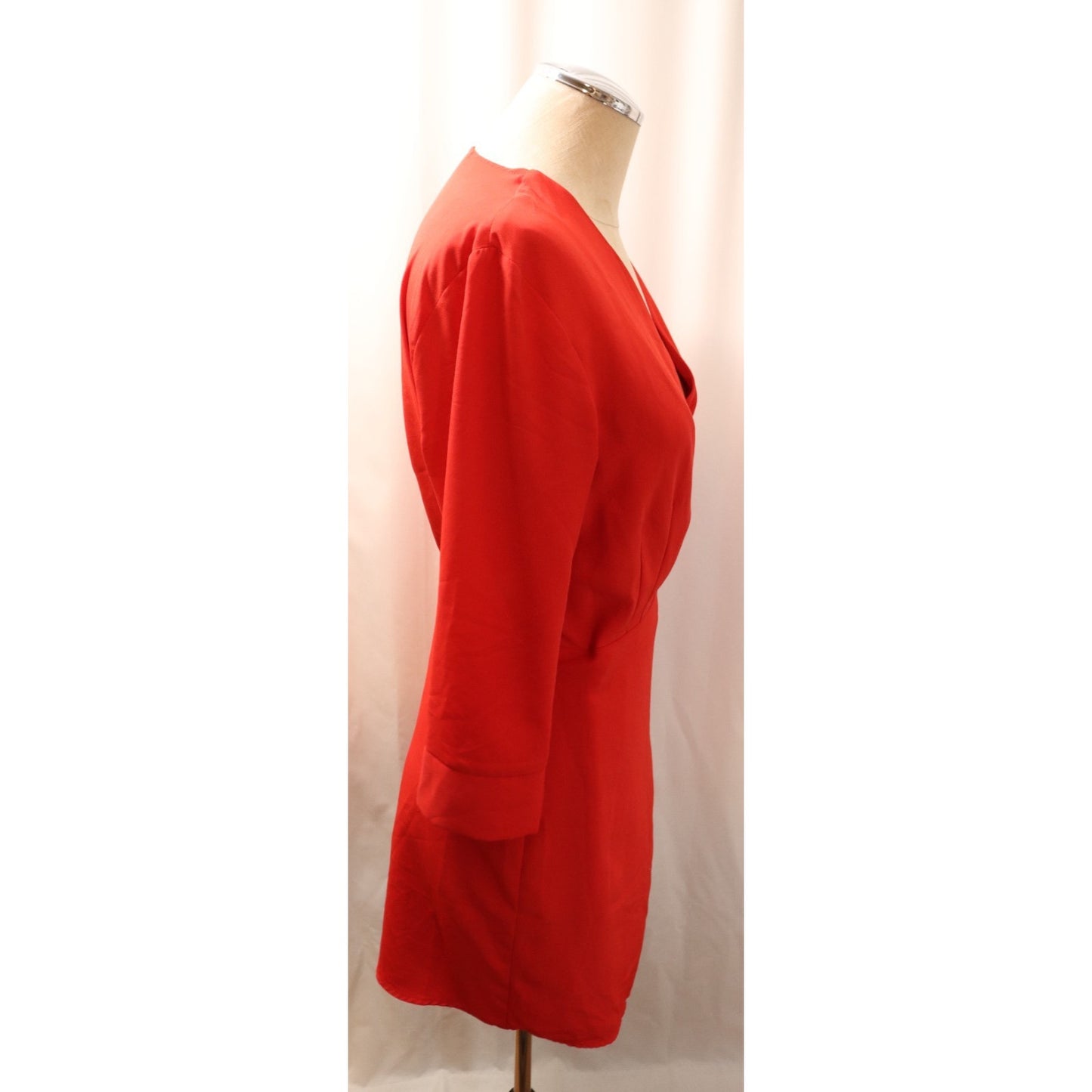 Topshop Red Wrapped Dress Size 6 Long Sleeve Polyester