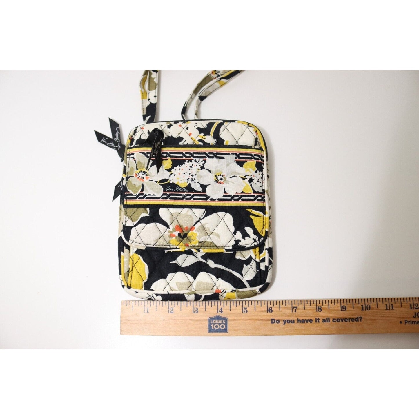 Vera Bradley Dogwood Crossbody Hipster Shoulder Bag Handbag Yellow Black White