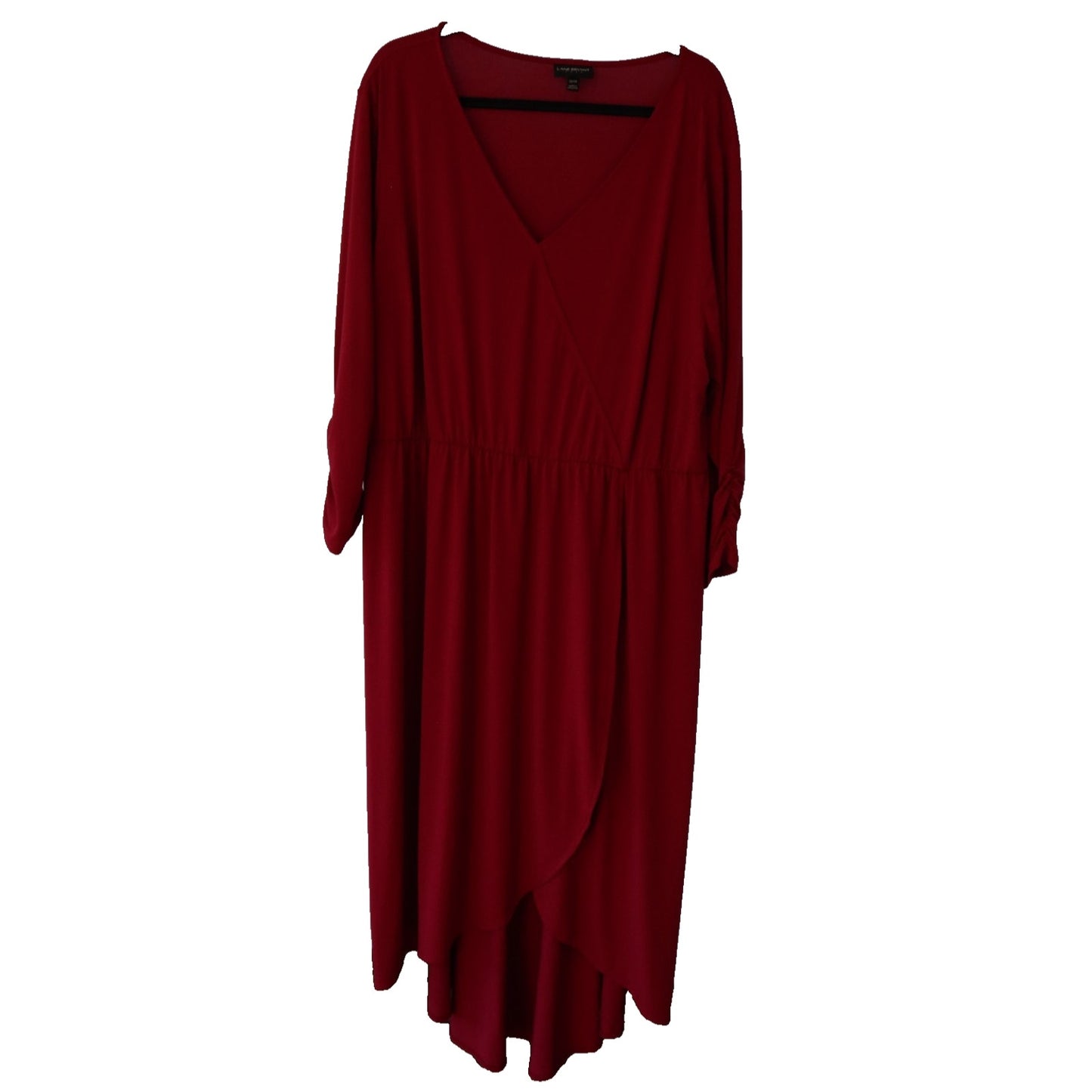 Lane Bryant Red Faux Wrap Dress Size 22/24 High Low Long Sleeve