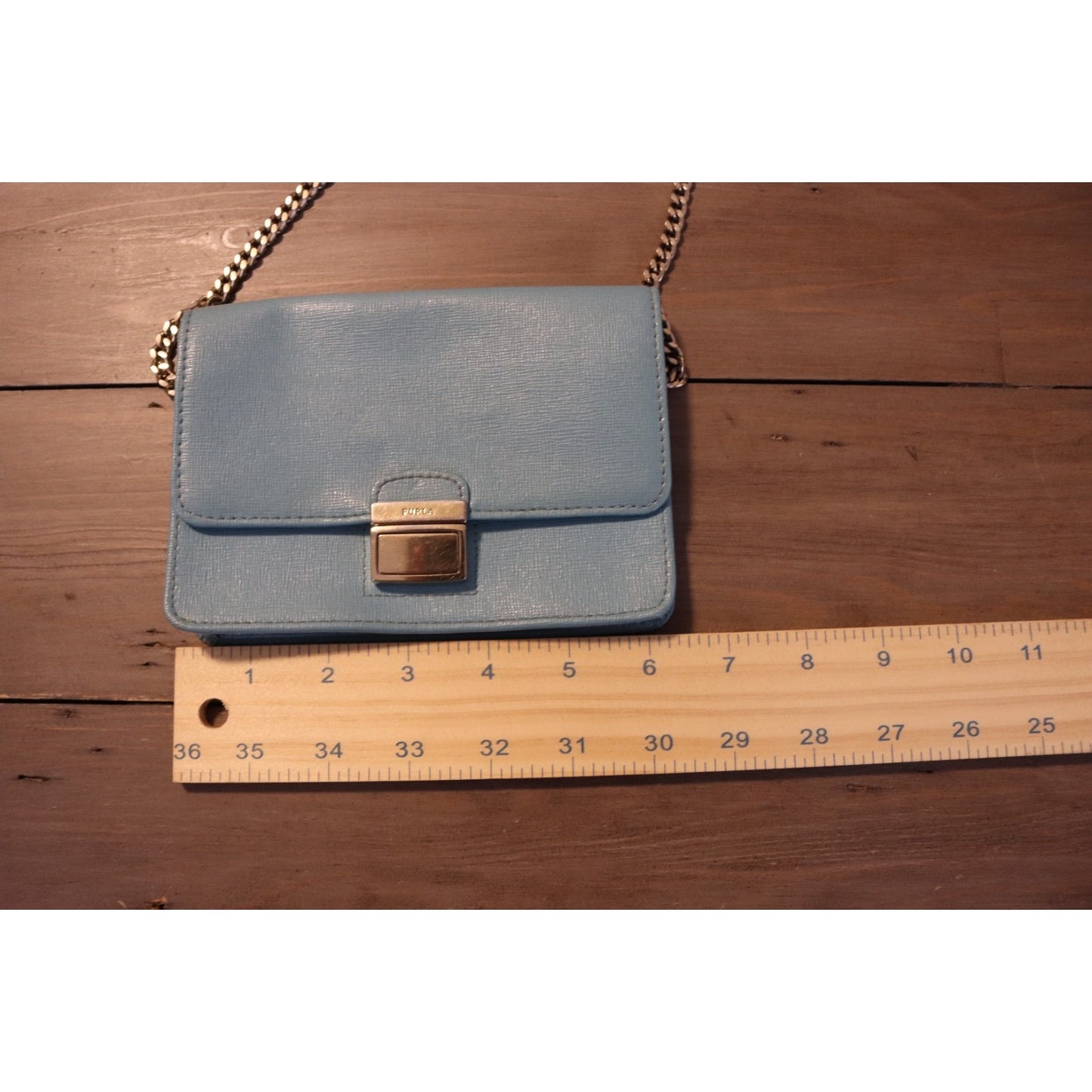 Furla Teal Lethaer Crossbody Small Bag Made in Tusnia