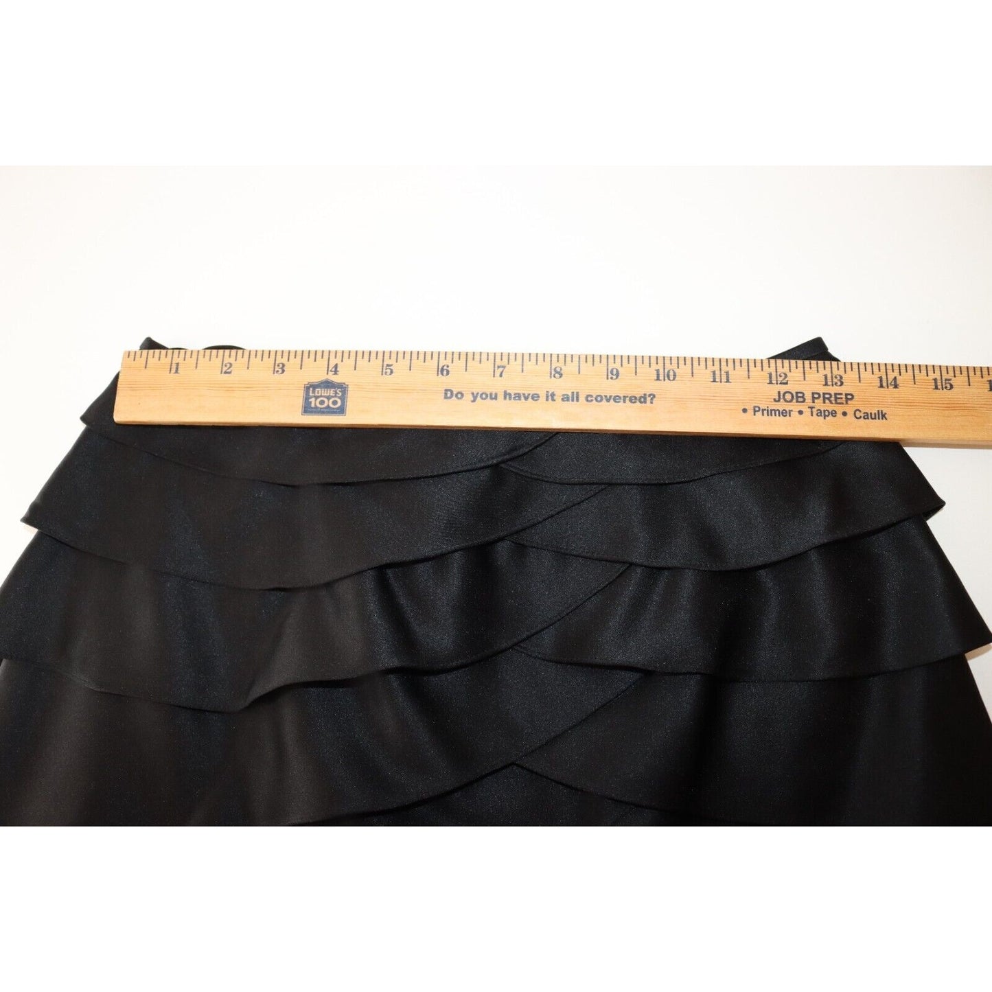 Adrianna Papell Evening Essentials Black Satin Tiered Ruffled Skirt Size 4