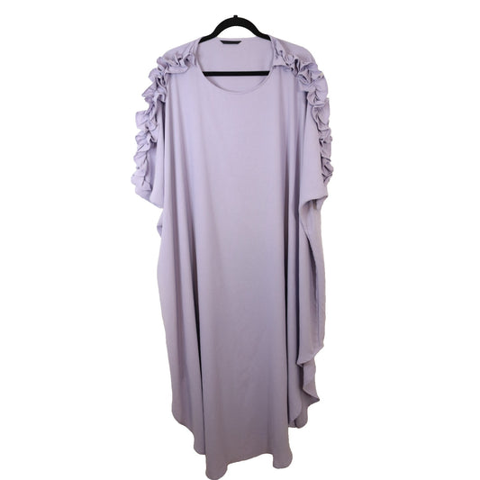Lilac Lavender Short Sleeve Batwing Abaya Jilbab Short Round Bottom