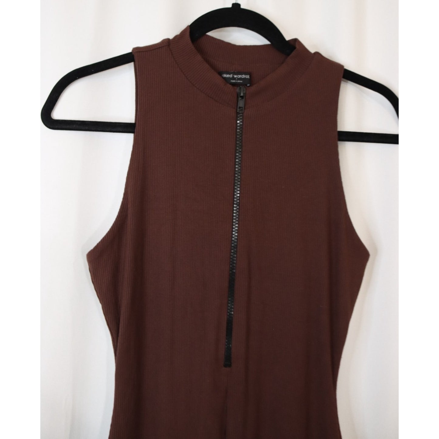 Naked Wardrobe Brown Jumpsuit Zip Sleeveless One Piece Size 1/XS