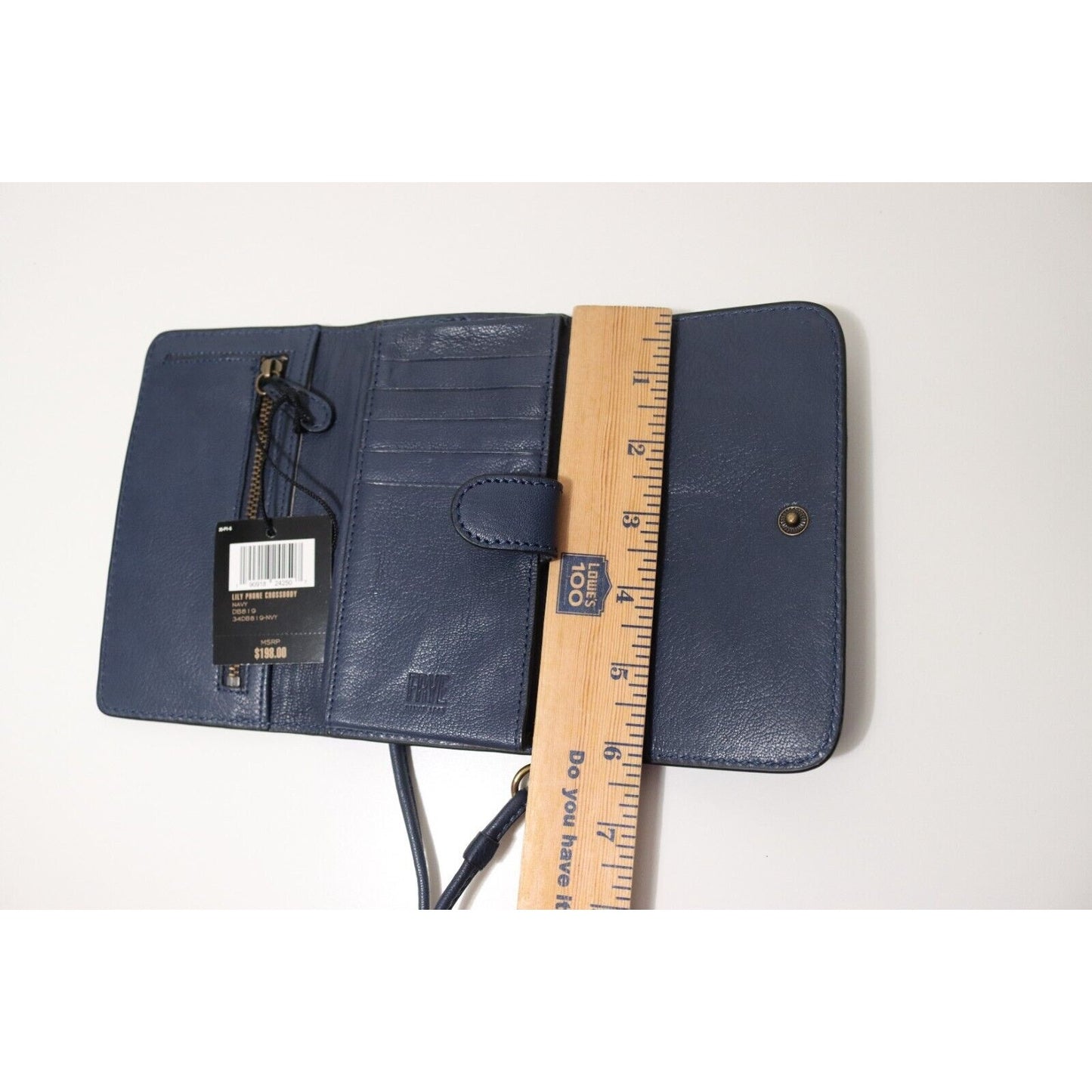 FRYE Lily Phone Crossbody Wallet Leather Navy Tri-Fold