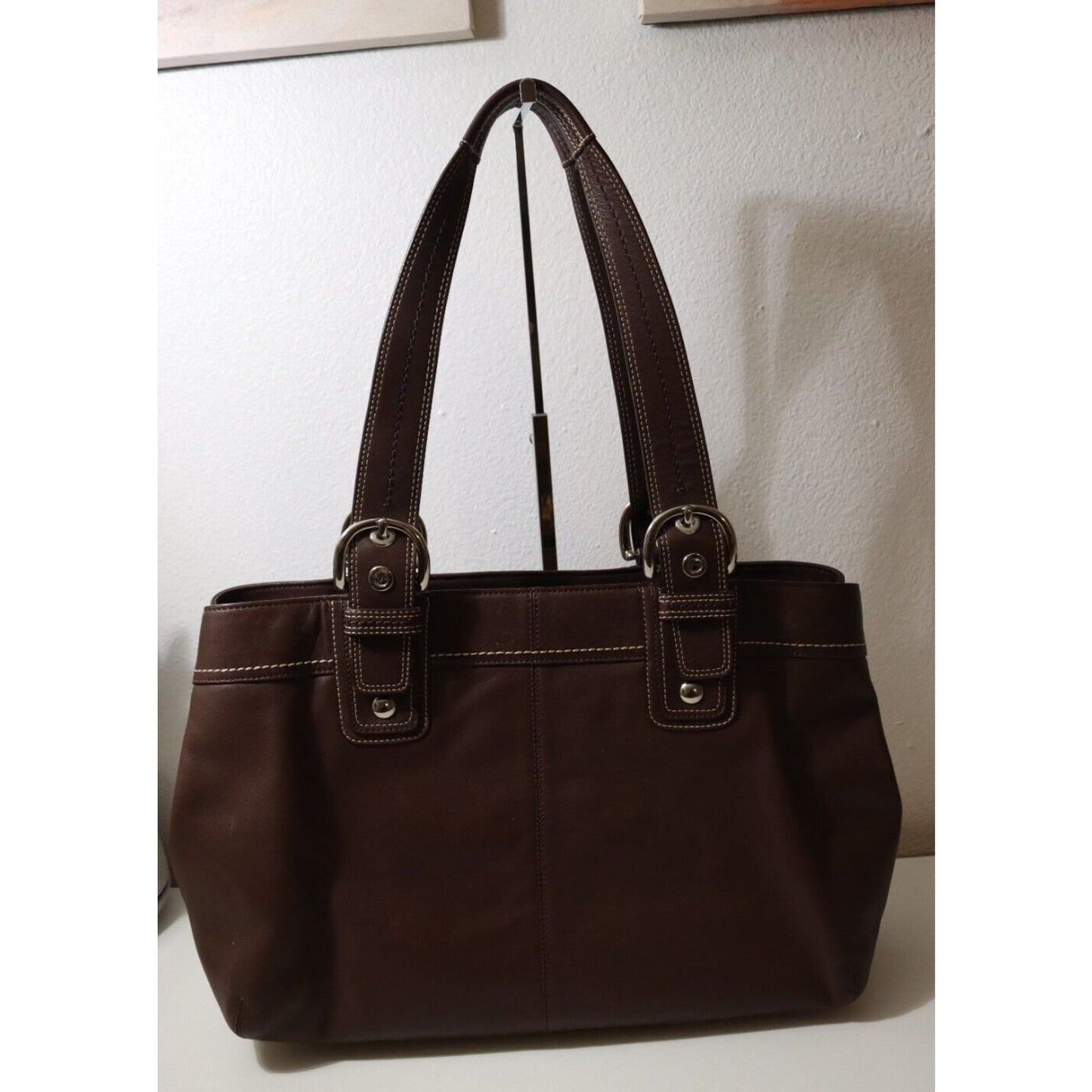 Coach Soho Pleated Brown Handbag Vintage Tote Satchel Top H1077-F13733