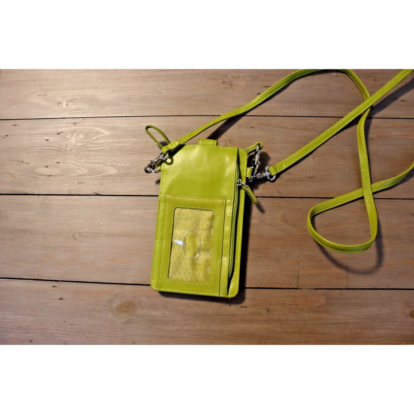 Green Leather Crossbody Wallet Detachable REID