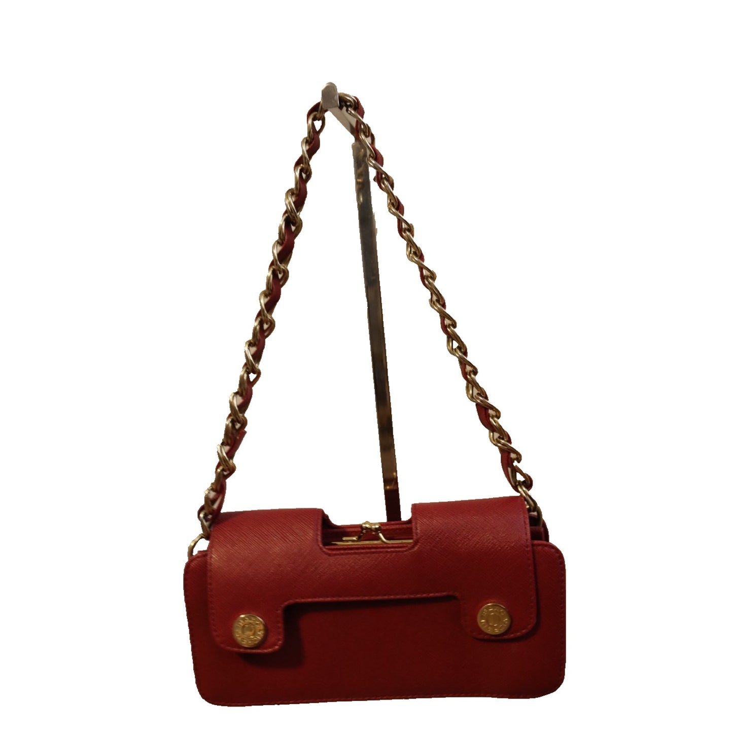 Issac Mizrahi By Target Wallet Small Red Faux Leather Gold