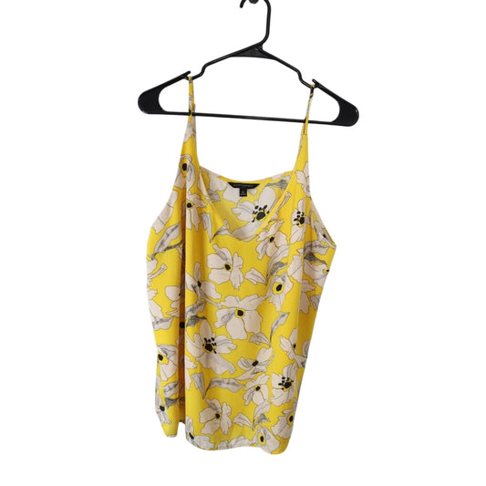 Banana Republic Yellow Tank Top Size XL V Neck Lightweight Floral