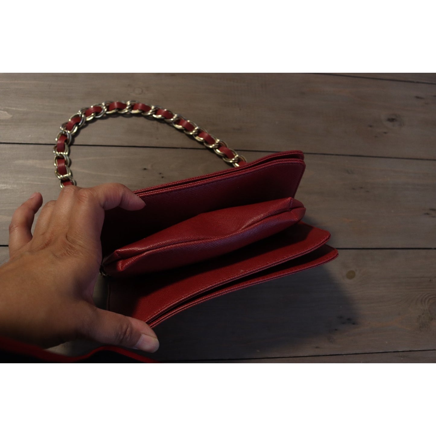 Issac Mizrahi By Target Wallet Small Red Faux Leather Gold