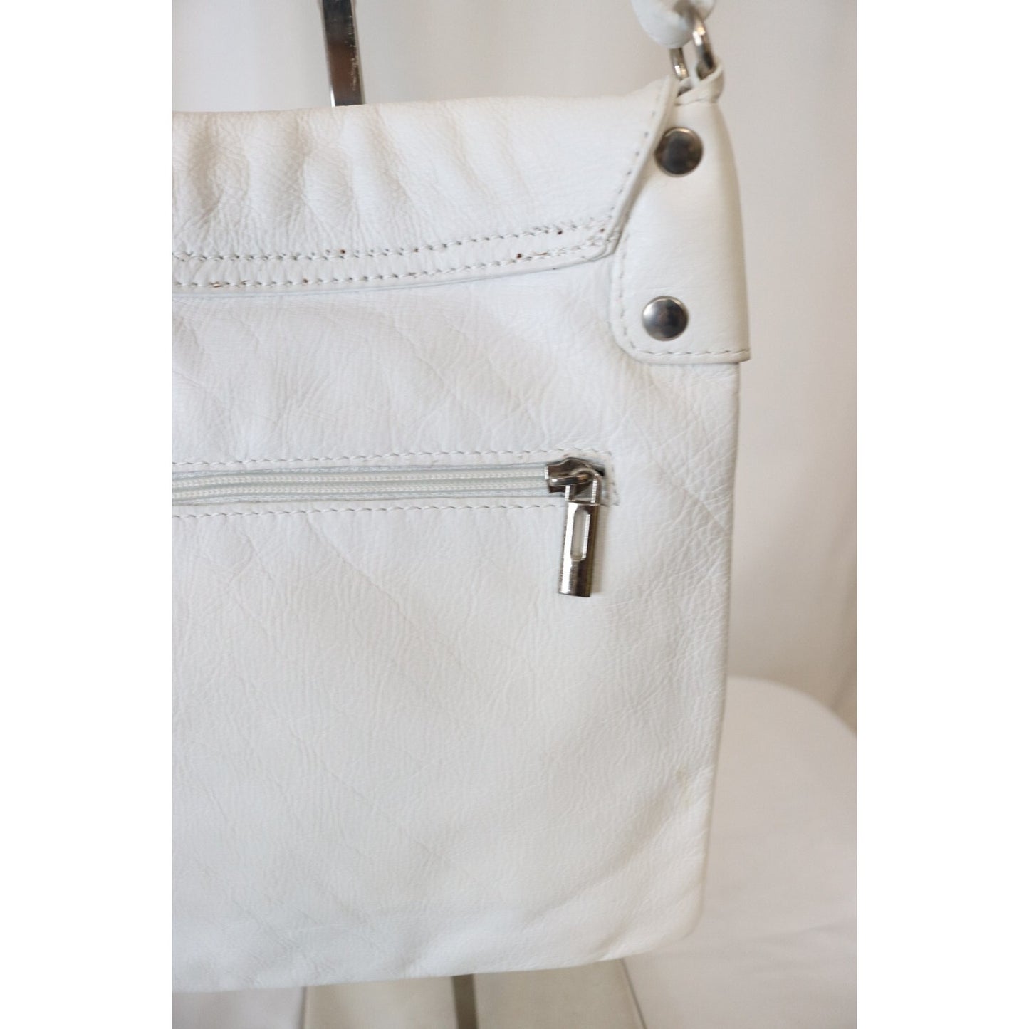 Vera Pelle White Crossbody Soft Leather Adjustable Made in Italy