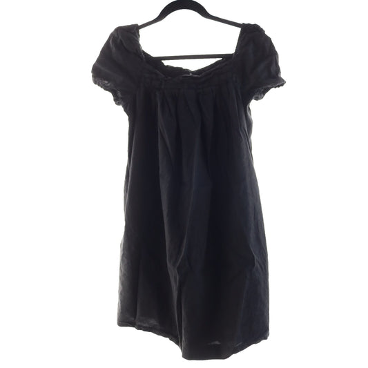 Theory Black Dress Size 6 Linen Blend Pockets Short Sleeve