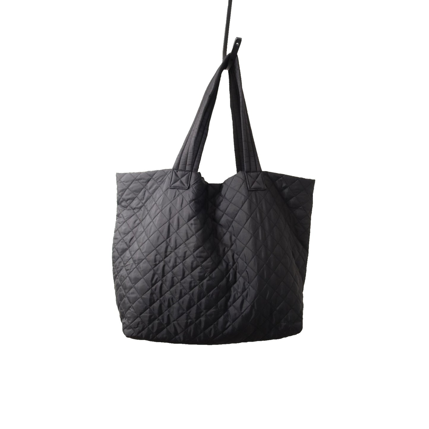 Jockey Black Quilted Tote Bag Snap Button Medium