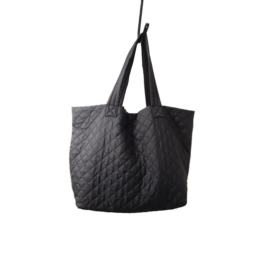 Jockey Black Quilted Tote Bag Snap Button Medium
