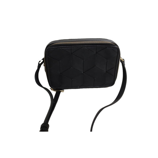 Welden Cow Leather Crossbody Black Gold Hardware Woven