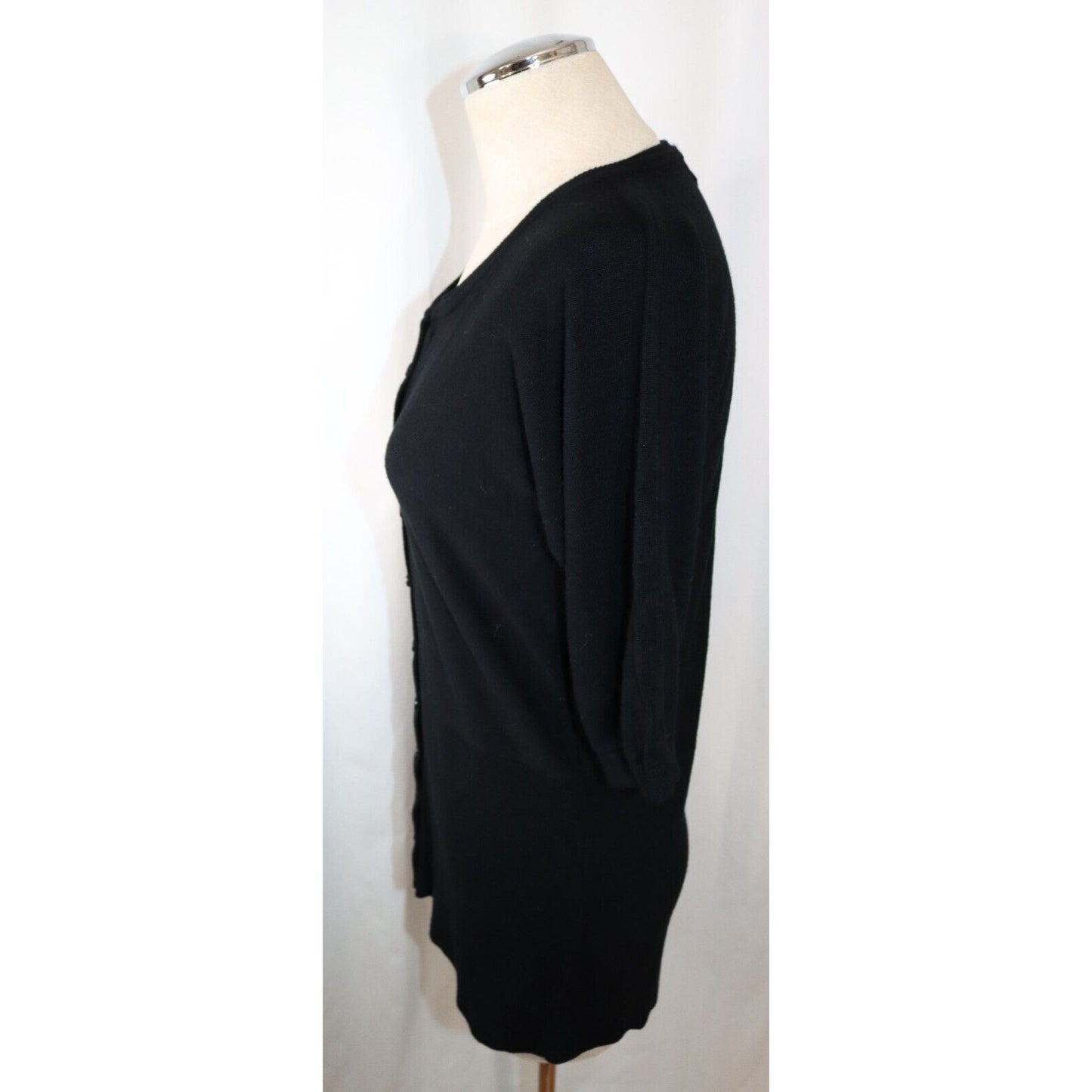 Vintage Lauren Michelle Black Cardigan Size XL 3/4 Sleeve Button Down