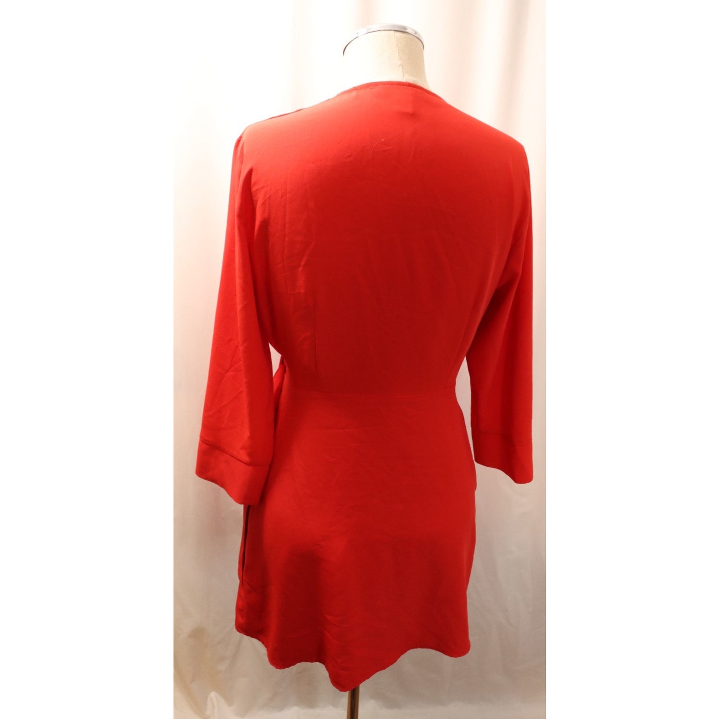 Topshop Red Wrapped Dress Size 6 Long Sleeve Polyester