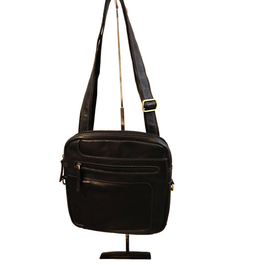 Vera Pelle Crossbody Black Leather Crossbody Bag