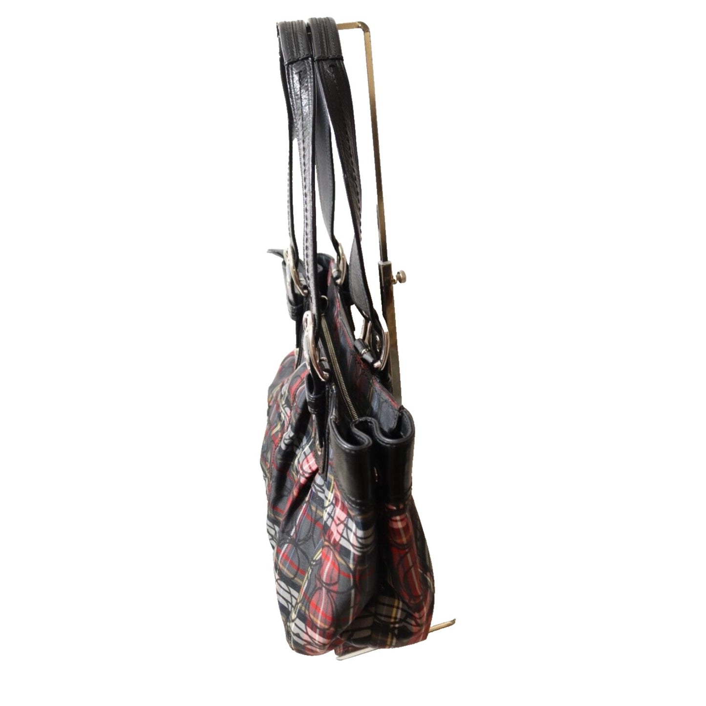 COACH F15228 Authentic Poppy Signature Tartan Plaid Canvas Shoulder Bag (73)