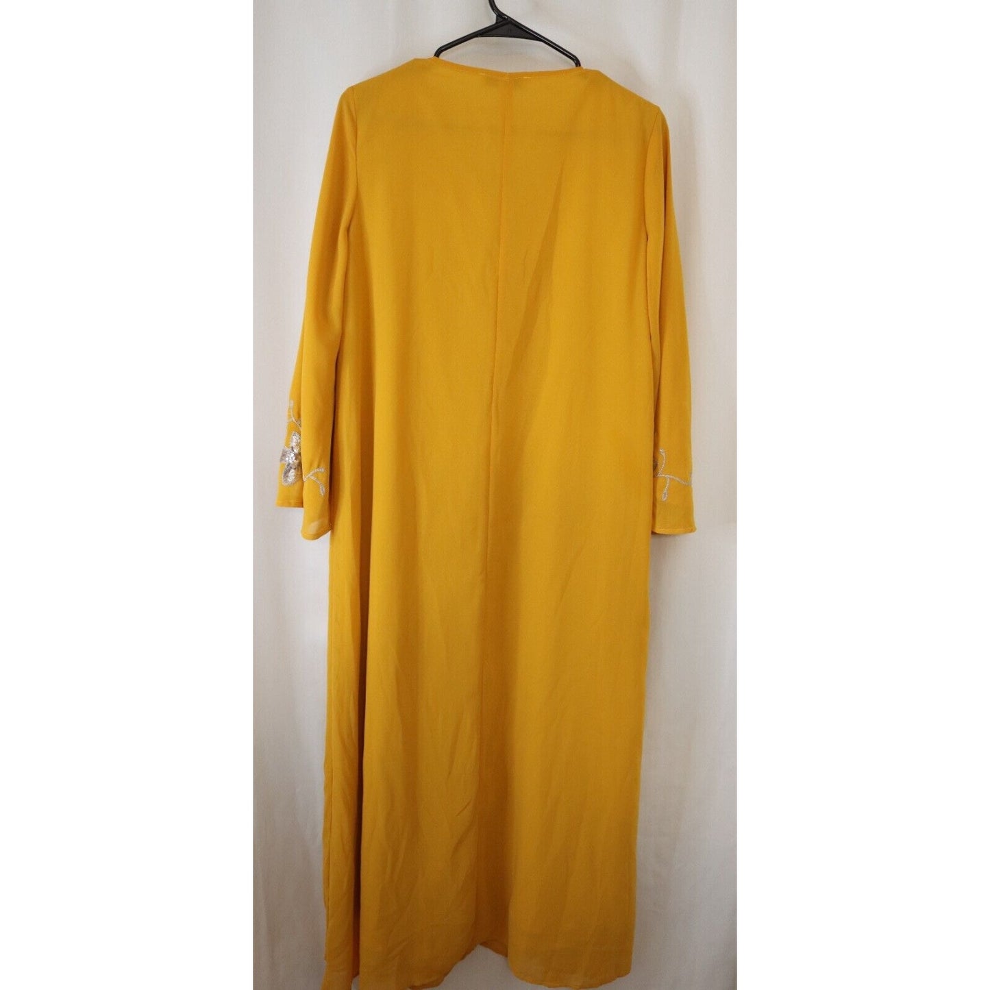 Abaya Yellow BNSQ Maxi Long Sleeve Lined 56" Embroidery